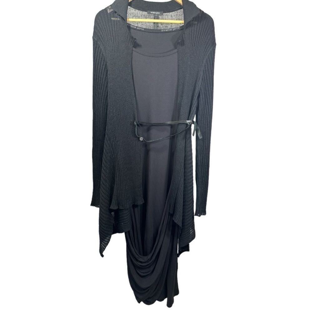 ANNETTE GORTZ Women’s Two Piece Cardigan Draped Dress Set Brown Size Large
